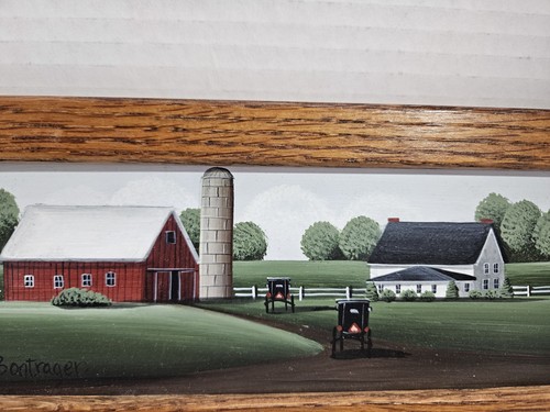Acrylic On Board Amish Country Scene Signed Bontrager - Picture 5 of 11