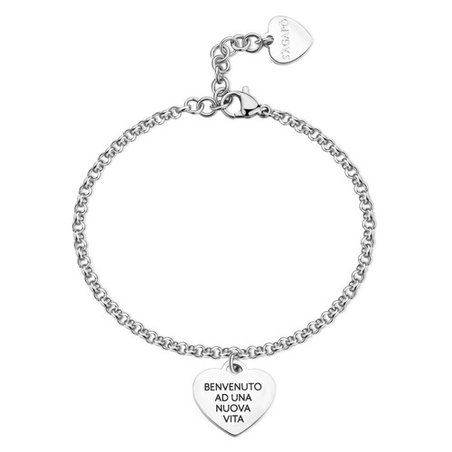 Bracciale Donna Sagapo Acciaio Amicizia Mamma Maestra Nonna Frase Cane Gatto - Foto 23 di 45