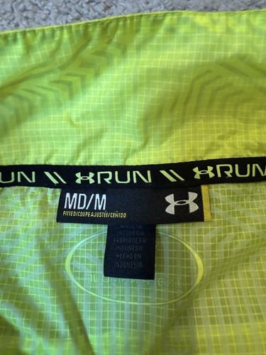 Under Armour Jacket Yellow Full Zip Lightweight Windbreaker Running MENS Medium - Picture 3 of 9