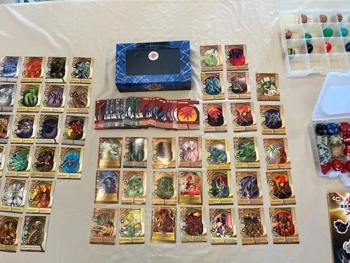 Vintage Lot of 59 Bakugan Battle Brawlers & 139 Cards 2008 Tin Case and More!