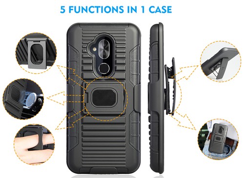 Noir Magnétique Prise Stand Étui Clip Ceinture Holster pour Alcatel 7, - Photo 9 sur 10