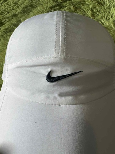 Vintage 90s Nike Cap Strap Back White Black Swoosh Logo Panel Athletic Hat!!!! - Bild 6 von 7
