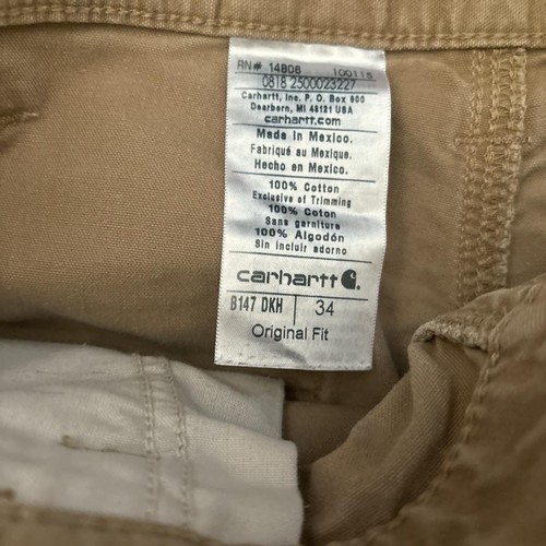 Pantalones Cortos Carhartt Carpenter Para Hombres 34 Beige B147 DKH 100% Algodón Ropa de Trabajo Cortos de Trabajo - Imagen 4 de 4