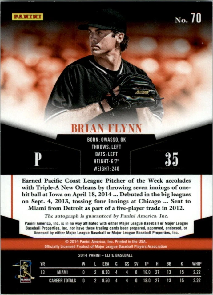 2014 Elite Turn of the Century Autographs #70 Brian Flynn Auto - BB - Image 2 of 2