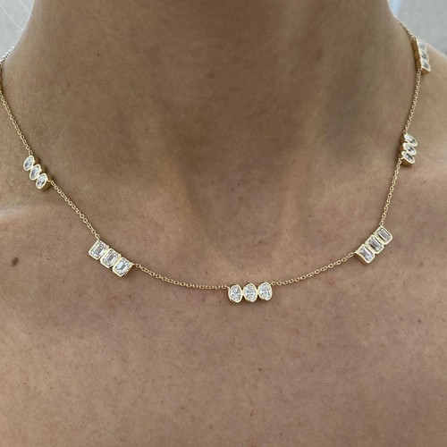 Smaragd Lab-Created Diamant Kette Collier 4,55ct F/VS 14K Gelbgold - Bild 5 von 6