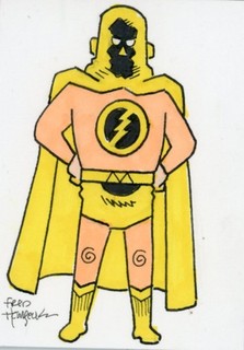 Fred Hembeck Sketch Card: Powerman Superman's robot Batman replacement (DC)