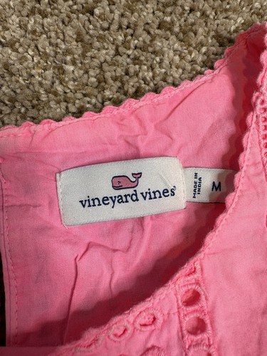 Vineyard Vines Mujer Rosa Algodón Mar Spray Peplum Ojales Tanque Talla Mediana - Imagen 5 de 6