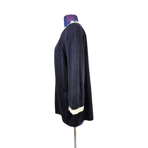 Talbots Navy Blue Ruffled Collar 3/4 Sleeve Knit Sweater Top Plus Size 2X H58 - Picture 4 of 8