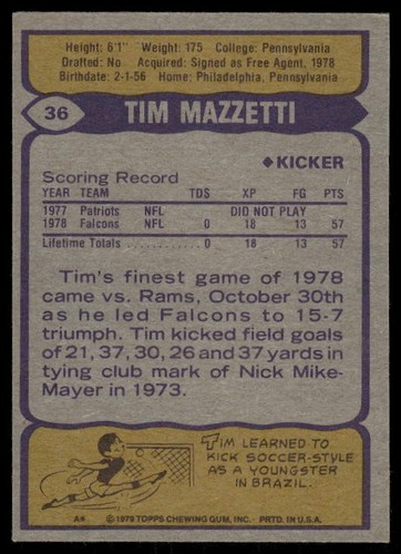 Tim Mazzetti 1979 Topps #36 - Imagen 2 de 2
