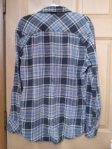 Camisa atlética de franela a presión a cuadros azul con hebilla BKE para hombre talla XL etiqueta negra n.º 48 - Imagen 2 de 10