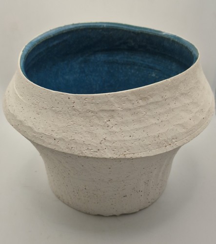 Maceta grande hecha a mano de cerámica blanca y azul esmaltada maceta artesanal esmeralda - Imagen 3 de 10