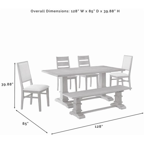 Crosley Furniture Joanna 6 Piece Modern Wood Dining Set in Rustic Brown/Cream - Picture 14 of 18