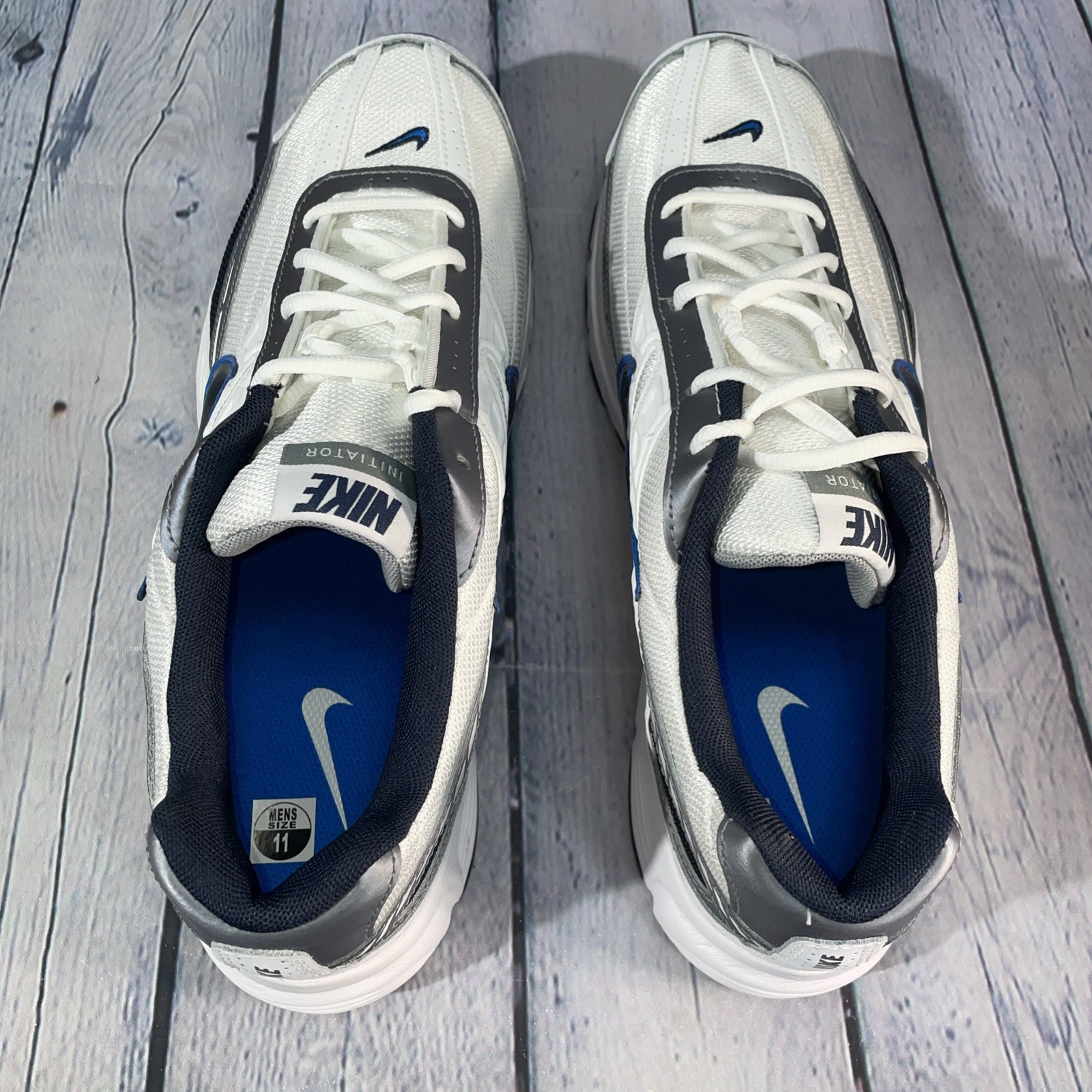 Nike Initiator Running Shoes White Obsidian Metallic 394055-101 Mens Sz 11
