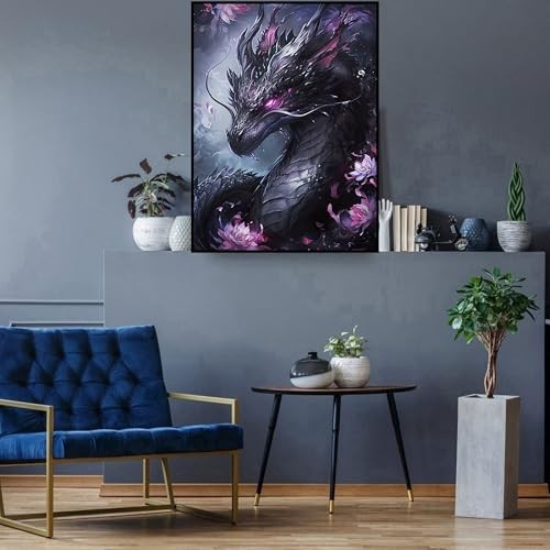 Dragon Diamond Art, Purple Dragon Diamond Painting Kits, 5D DIY Diamond Art - Bild 2 von 7