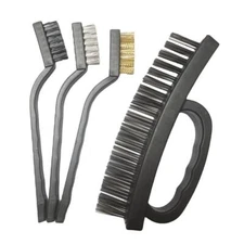 4 piece Wire Brush Set 1" Nylon, 1" Stainless Steel, 1" Brass Bristle, 6" Steel
