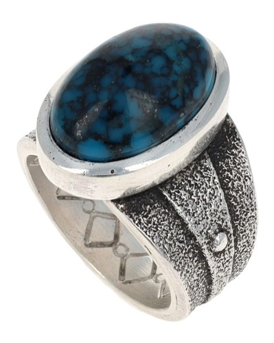 Anillo fundido de 8 tobas con pico de ítaca natural de alta calidad turquesa - Imagen 1 de 5