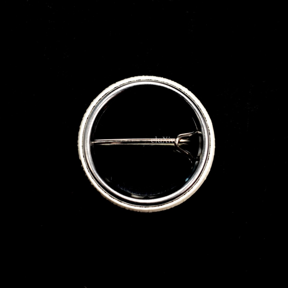 NWT Supreme NY White Black Metal Gross Logo Print Lapel Pin