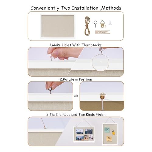 Cork Board with Linen,Bulletin Board 17"x12" Hanging Corkboards for 12x17 White - Bild 4 von 6