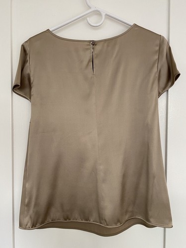NEW ARMANI COLLEZIONI Beige Silk Blouse Size S ARMANI Silk Top Nude - Picture 4 of 7