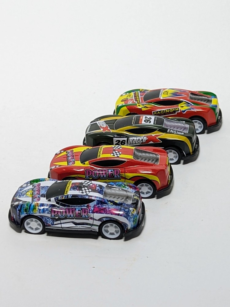 4pcs Mini Pull Back Race Cars - Die-Cast Metal Sports Style Vehicles