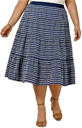 TOMMY HILFIGER Women's Denim Blue MAXI SKIRT PLUS 0X Aquarius Embroidered NWT - Picture 2 of 2