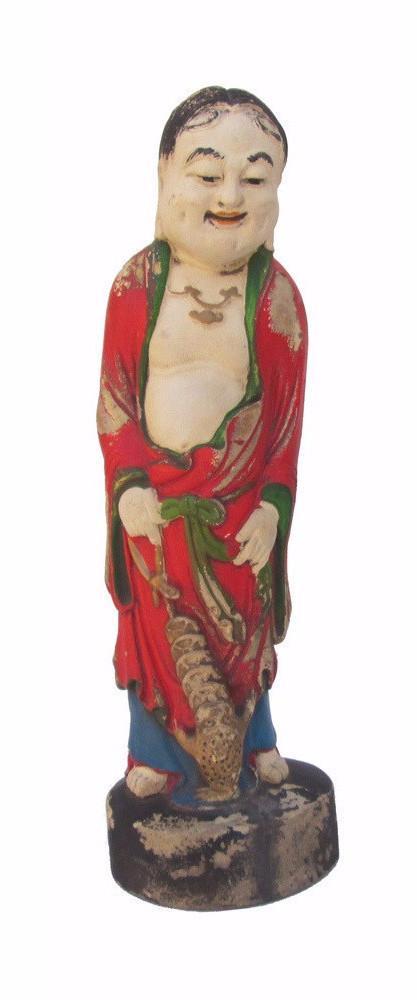 Hand Carved Camphor Wood Standing Treasure God Statue JZ121S Hand Carved Camphor Wood Standing Treasure God Statue JZ121S