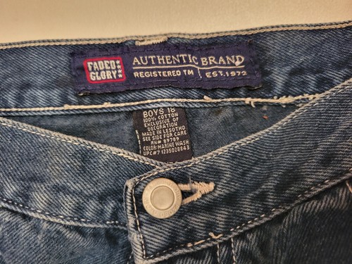Vintage Faded Glory Cargo Blue Jeans Boys Youth 18 27x24 Convertible Shorts Y2K - Picture 6 of 8
