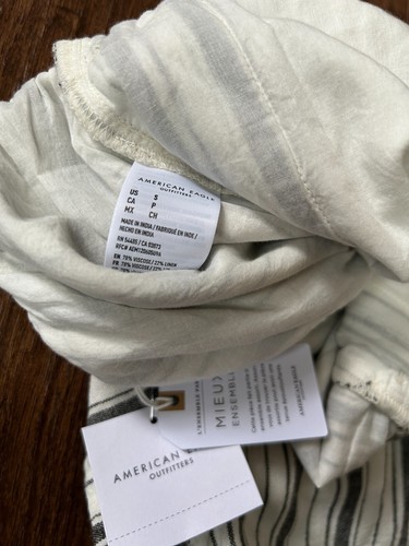 American Eagle Linen Blend Faux Wrap Skort Size Small Skirt Shorts Striped Lined - Bild 6 von 8