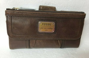 NWT Fossil Emory Leather Wallet/Clutch Espresso | eBay