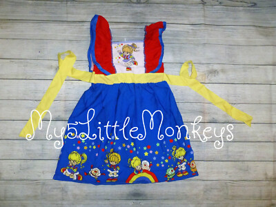 NEW Boutique Rainbow Brite Girls Sleeveless Ruffle Dress 