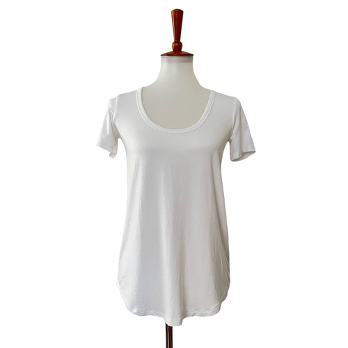 Aritzia Wilfred Womens Scoop Neck T Shirt Short Sleeve White 2XS - Picture 1 of 8