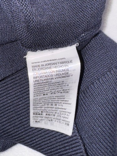 Calvin Klein Sweater Mens Large Cadet Navy Quarter Zip Logo On Sleeve NWT $98 - Picture 7 of 11