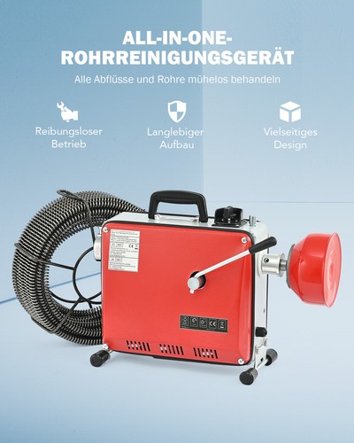 Rohrreinigungsmaschine Rohrreinigungsgerät Abflussreiniger 400W Rohrreiniger DE - Bild 5 von 10