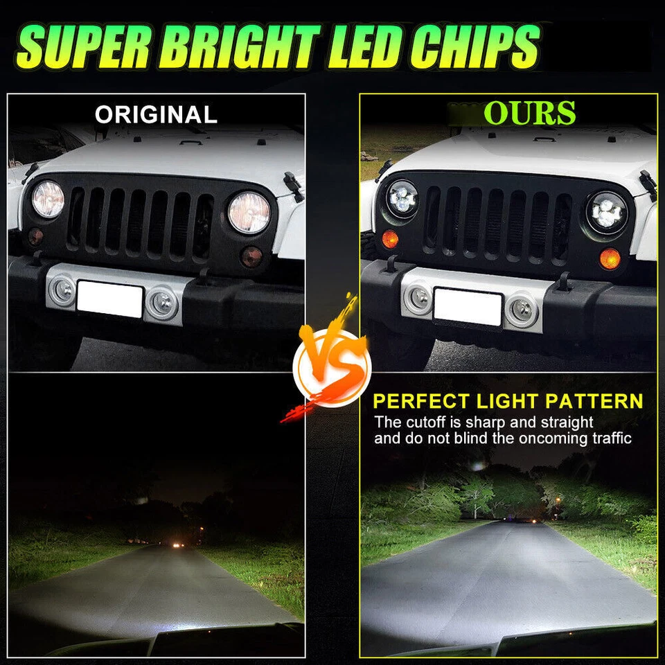 Kit combinado de luces antiniebla y giratorias LED de 7" para Jeep Wrangler 07-18 JK Foto 3 de 4