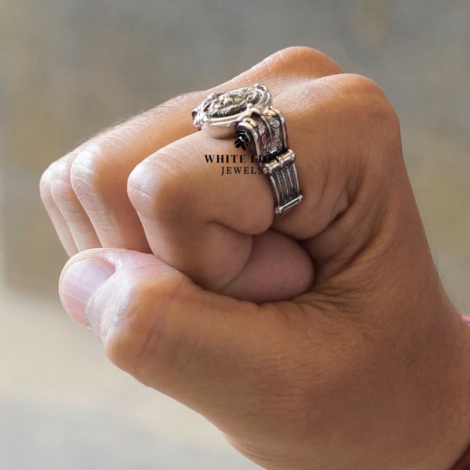 Unique Lion Animal 925 Sterling Silver Men Biker Rider Ring Birthday ...