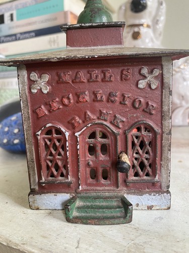 Antique Hall's Excelsior Bank Cast Iron Mechanical Bank - Picture 6 of 13