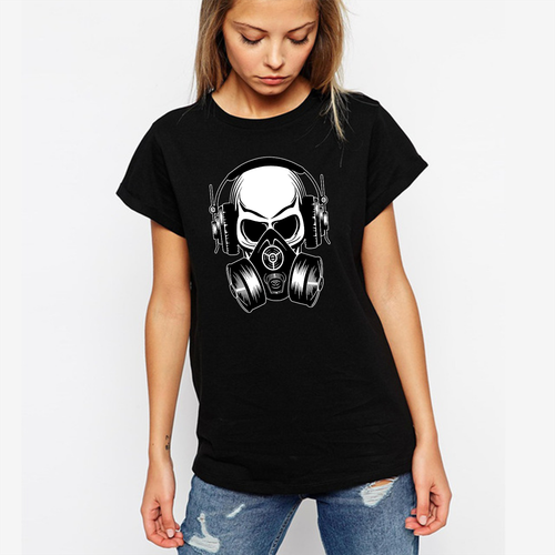 Totenkopf Gasmaske Audio Musikliebhaber TOLLE GRAFIK T-SHIRT - Bild 2 von 12