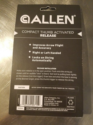 Allen Compact Thumb Activated Archery Bow Release Ambidextrous Pink Tiger - Picture 2 of 2