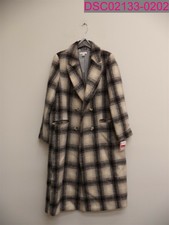 Topshop Black Tan Plaid Long Coat Women's Size 12