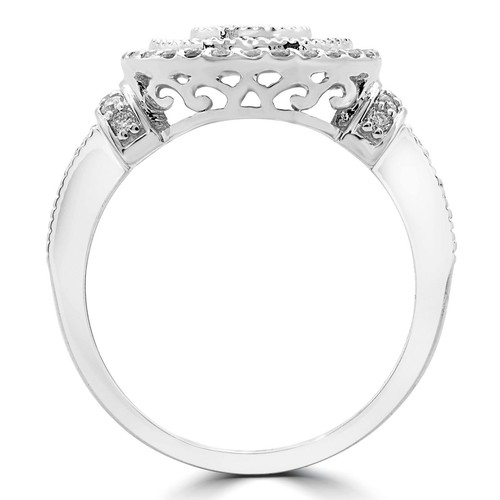 0.63 CT Round VS1 F Diamond Cluster Ring 14K White Gold - Picture 3 of 3