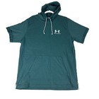 Womens Under Armour Hooded Short Sleeve Pullover Green White Logo Size 2XL