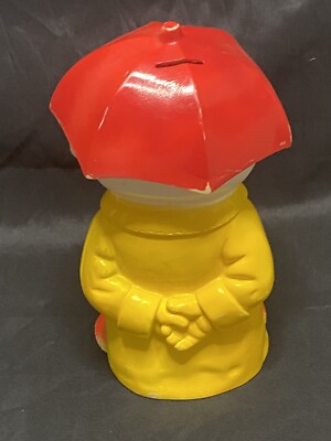 Vintage 1971 Play Pal Plastics Clown Piggy Bank Saving Coin