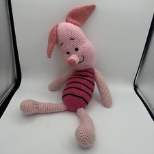 Hand Made Crochet Winnie The Pooh PIGLET Knit Plush Stuffed Animal Approx 24