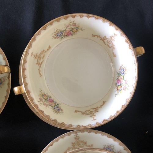 Set 6 ciotole e piattini brodo vintage MEITA CHINA con bordo oro DIPINTI A MANO - Foto 4 di 24