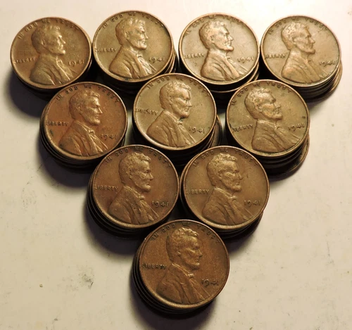 Roll of 50 1941 Lincoln Cents G-VF