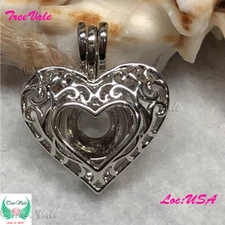 Enchanted Hearts - Silver Plated - Locket Pearl Cage Pendant - Hold 6mm - 8mm