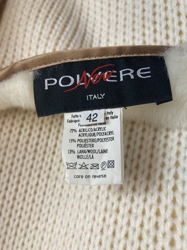 Vintage Polvere Italy Embroidered Reversible Hooded Cream Floral Faux Fur Coat - Picture 10 of 10