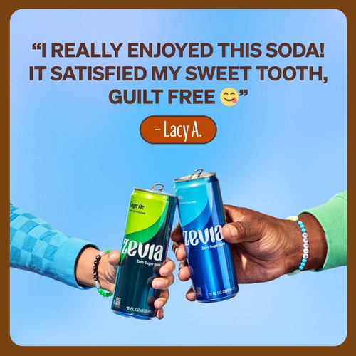 Zevia Zero Sugar Ginger Root Beer Soda Pop 12 Fl Oz (Pack of 24) Soft Drinks - Picture 3 of 7