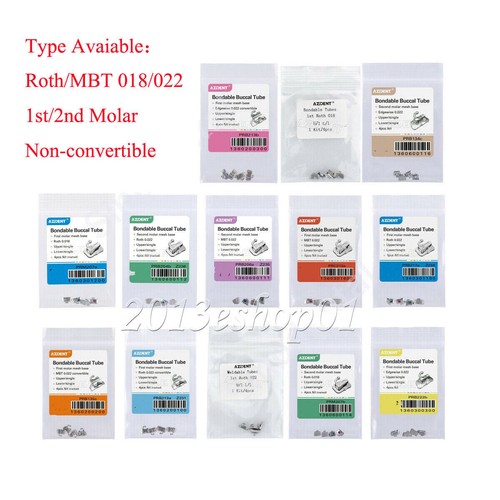 10Pack Orthodontic Brackets Buccal Tubes Roth/MBT 018/022 1st/2nd Molar Non-Conv - Picture 1 of 16