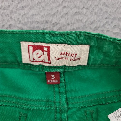 l.e.i Pants Womens 3 Regular Green Juniors Ashley lowrise Skinny - Picture 4 of 12